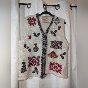 Vintage Handframed Woolrich Wool Holiday Winter Knitted Sweater Vest